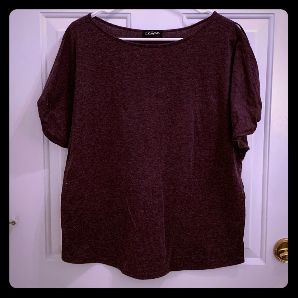 Maroon Cold Shoulder Knit Top